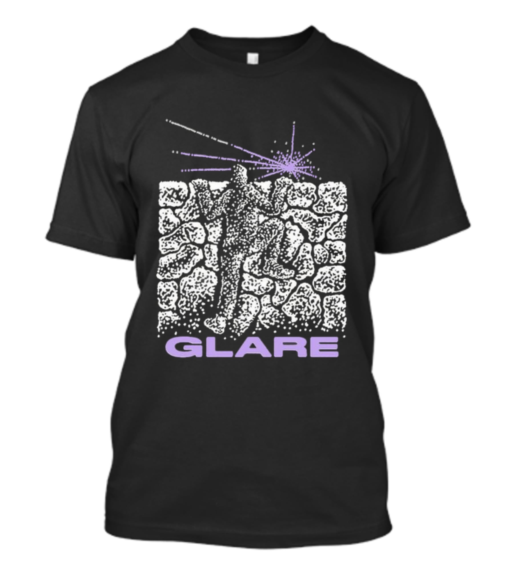 Glare Climber On Black Stone Wall With Purple Light Burst T-Shirt