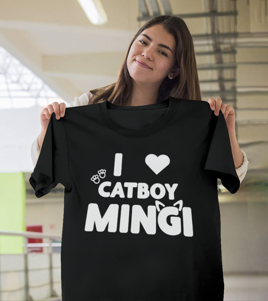 I Love Catboy Mingi Cat Ears And Paw Prints T-Shirt