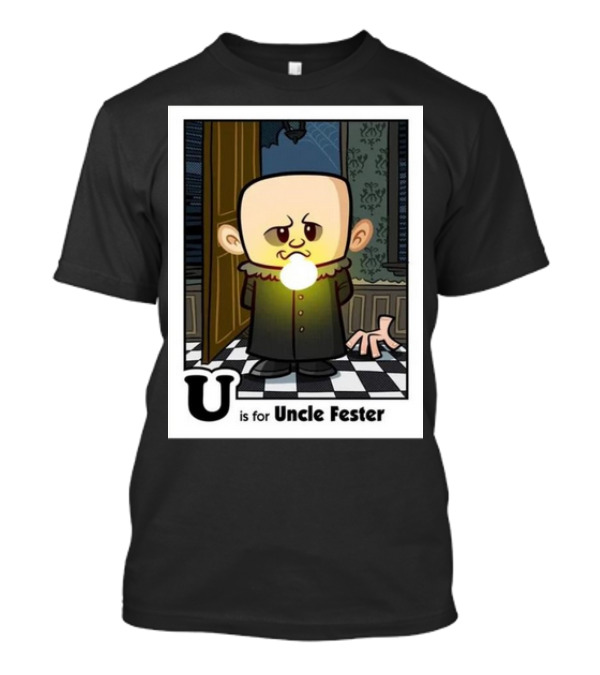 Spooky Alphabet U Is For Uncle Fester Addams Family Character T-Shirt