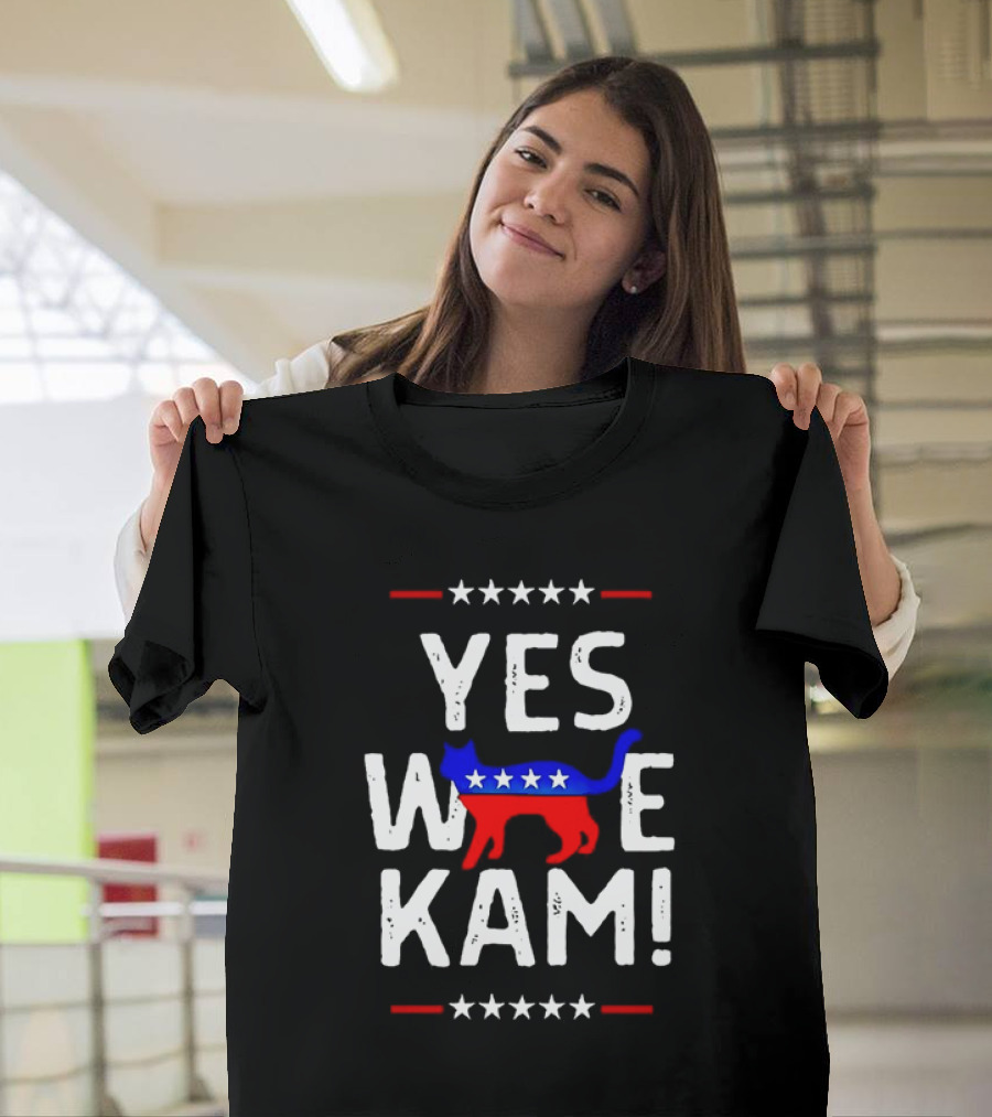 Yes We Kam Cat Print Patriotic T-Shirt