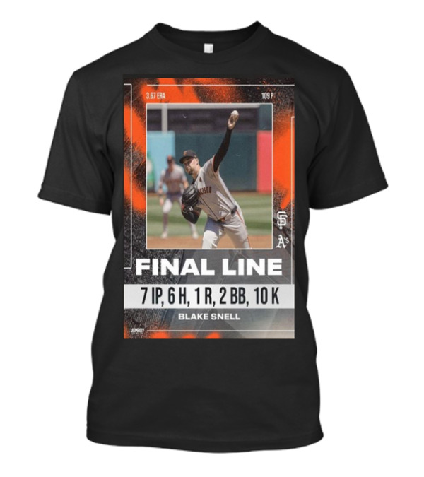 Blake Snell Final Line 3.67 ERA 7 IP 6 H 1 R 2 BB 10 K T-Shirt