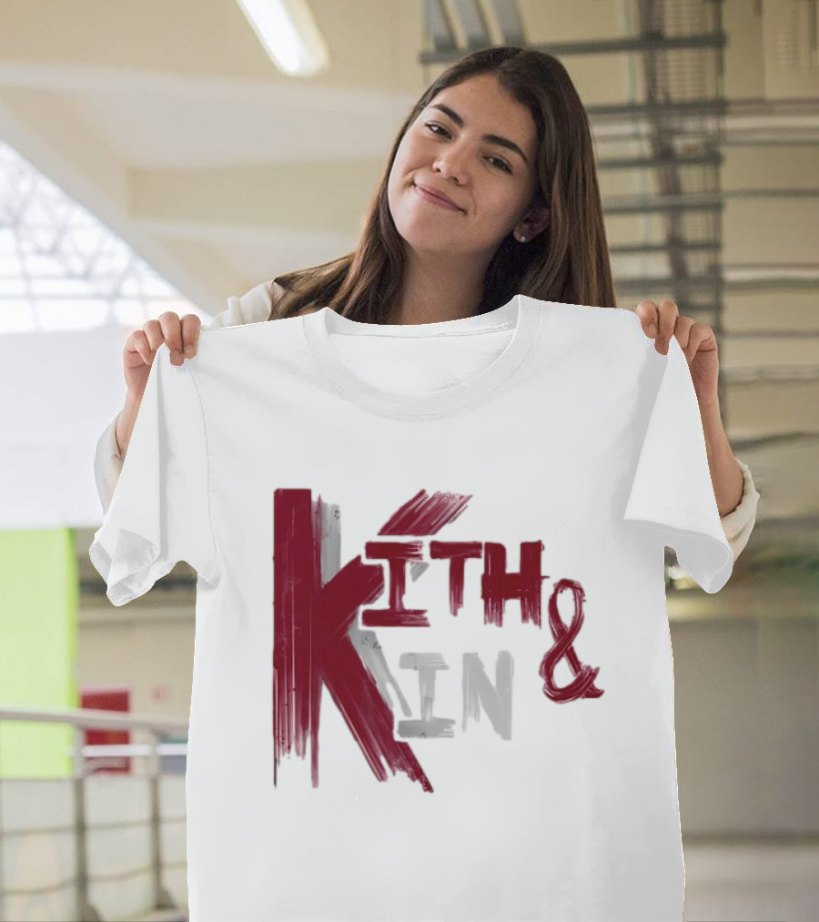 Kith and Kin Bold Red and Gray Text T-Shirt