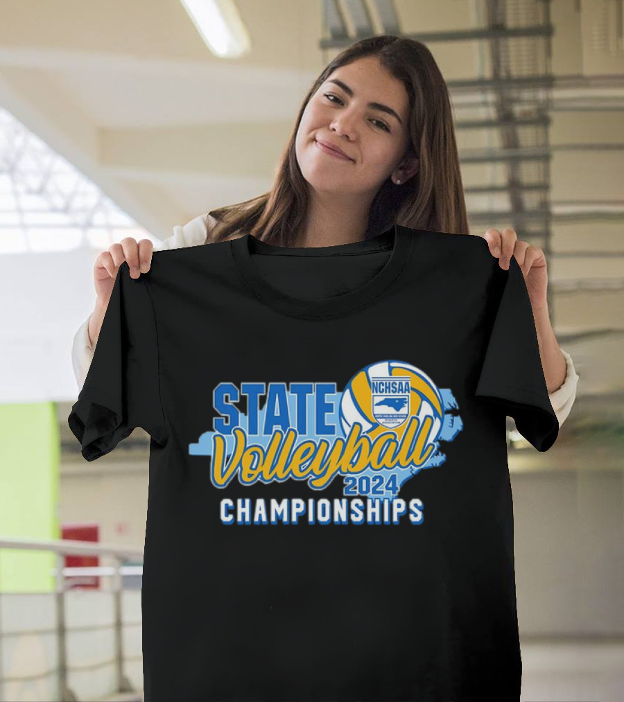 State Volleyball Championships 2024 NCHSAA North Carolina Map Logo Volleyball T-Shirt
