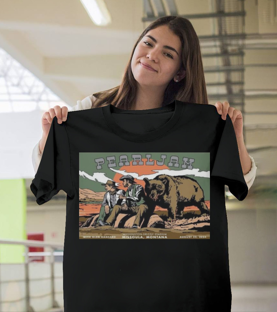Pearl Jam Missoula Montana Cyrus Walker Glen Hansard Tour Washington-Grizzly Stadium August 22 2024 Bear Cowboys T-Shirt