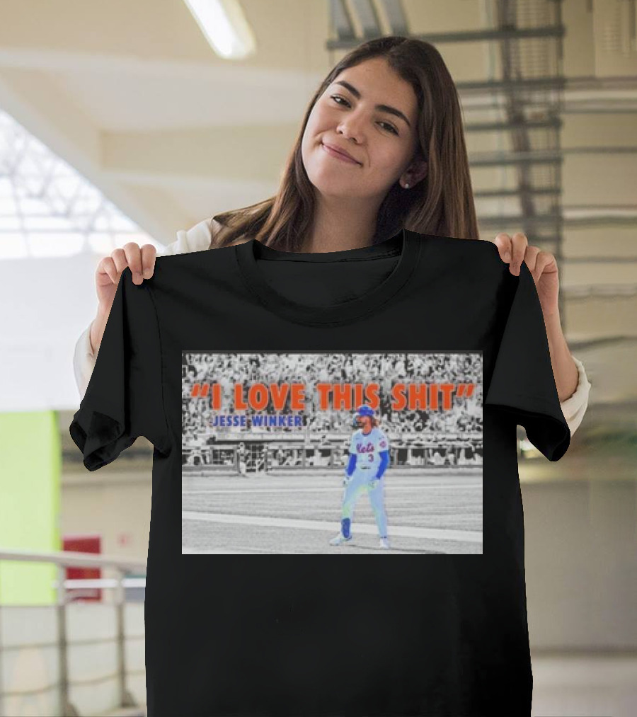 Jesse Winker New York Mets I Love This Shit Stadium Background T-Shirt