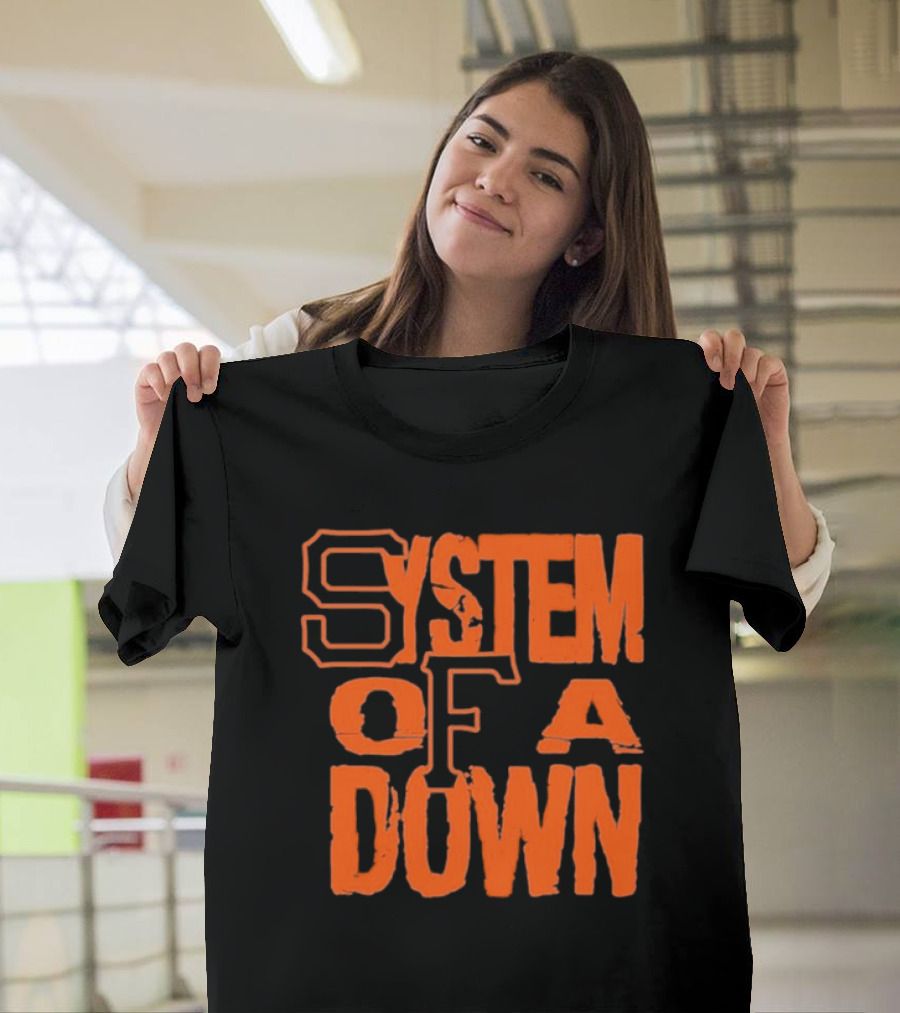 System Of A Down SF Giants Style Stacked Text T-Shirt