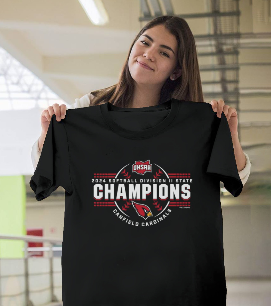 OHSAA 2024 Softball Division II State Champions Canfield Cardinals Baseball Stitching T-Shirt