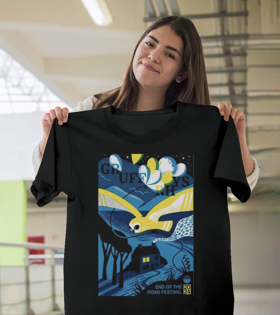 Gruff Rhys End Of The Road Festival Aug 29-Sep 1 2024 Vibrant Night Bird Scene T-Shirt