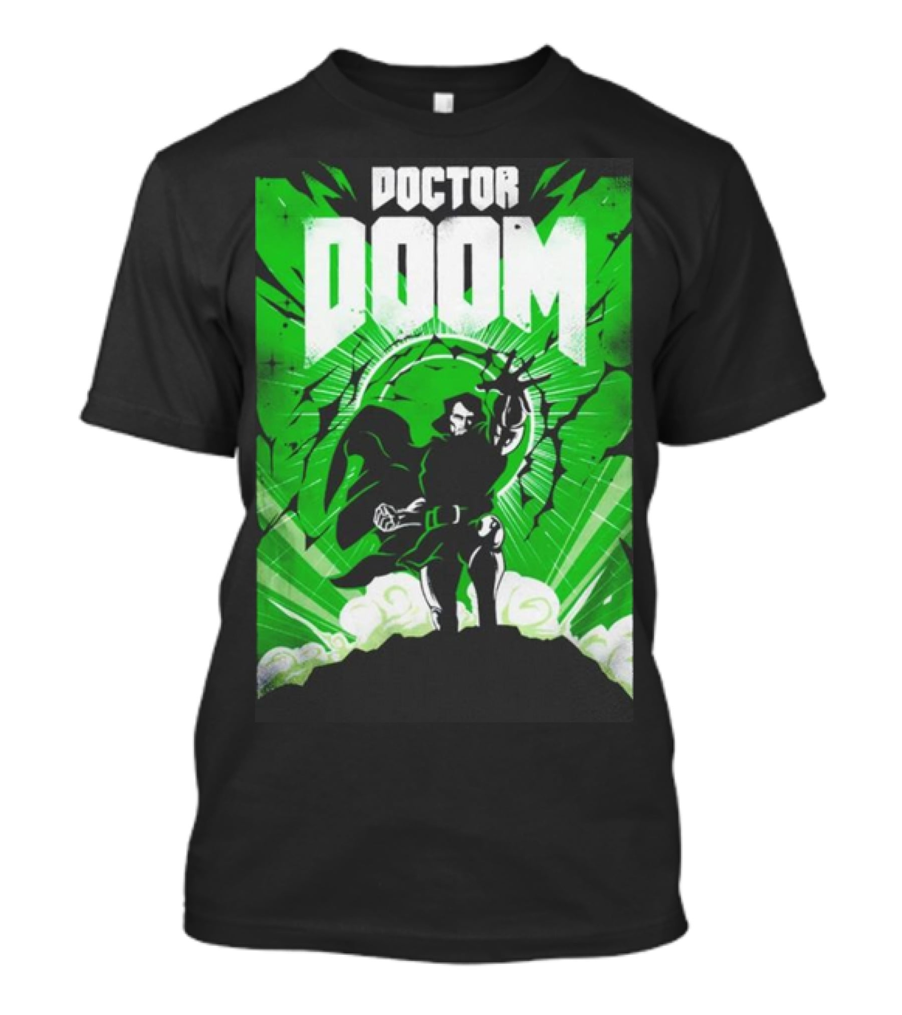 Doctor Doom Doomsday Green Energy Burst Comic Style Villain Power Stance T-Shirt