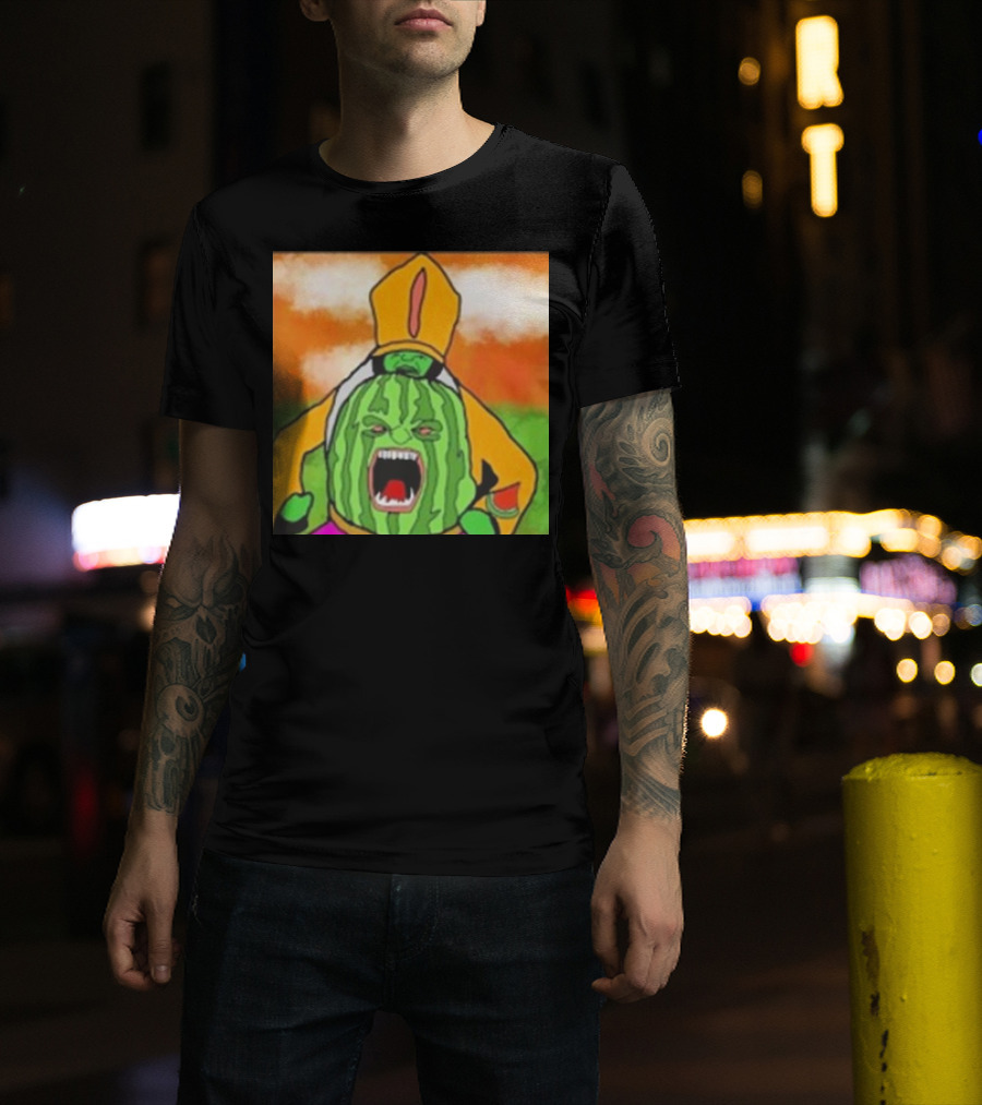 Angry Watermelon Priest In Colorful Robes T-Shirt
