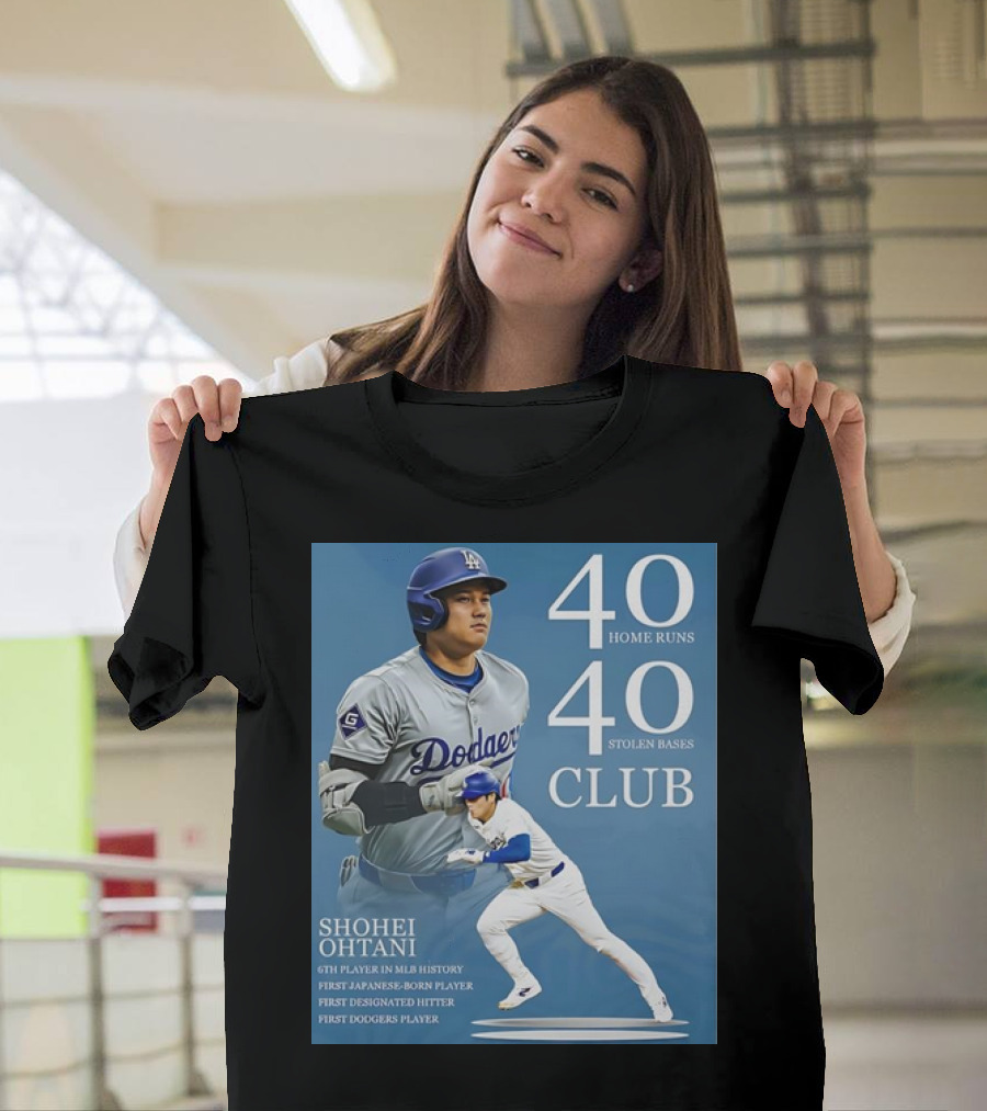 Shohei Ohtani Los Angeles Dodgers 40 Home Runs 40 Stolen Bases Club T-Shirt