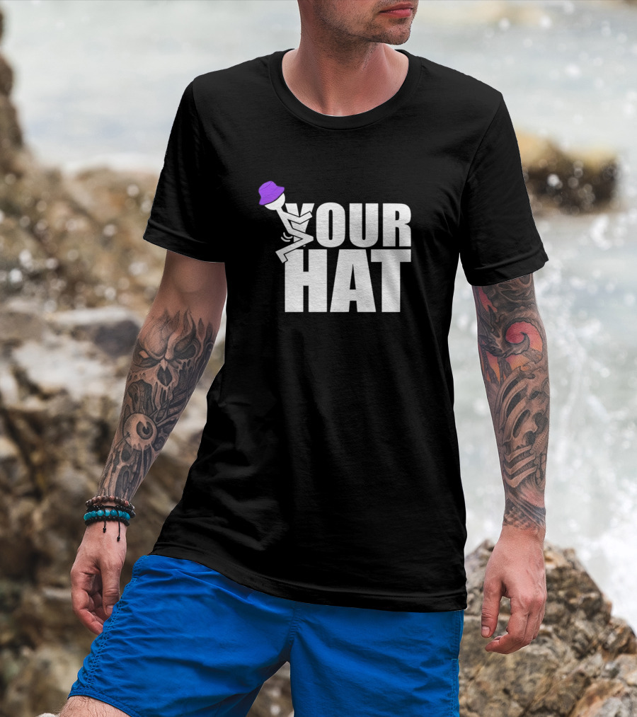 YOUR HAT Purple Bucket Stick Figure Cozy Vibe T-Shirt