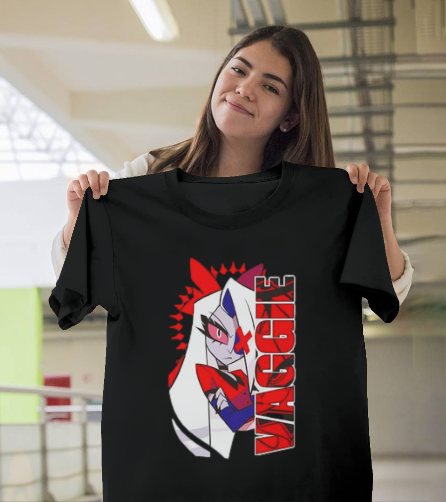 Hozier Hazbin Hotel Vaggie Character Red and White T-Shirt
