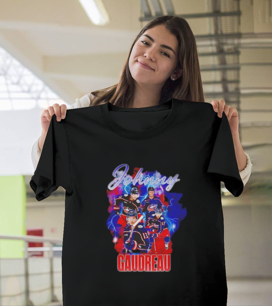 Johnny Gaudreau Columbus Blue Jackets Lightning Action T-Shirt