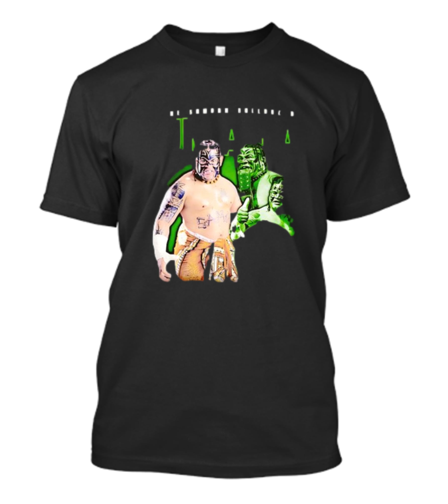 The Samoan Bulldozer Umaga Wrestler Graphic With Green Highlights T-Shirt