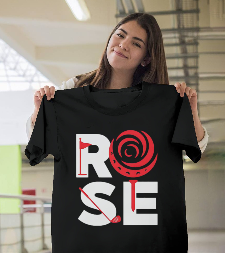 Rose Golf Flag Swirl Iconic Stacked Letters T-Shirt