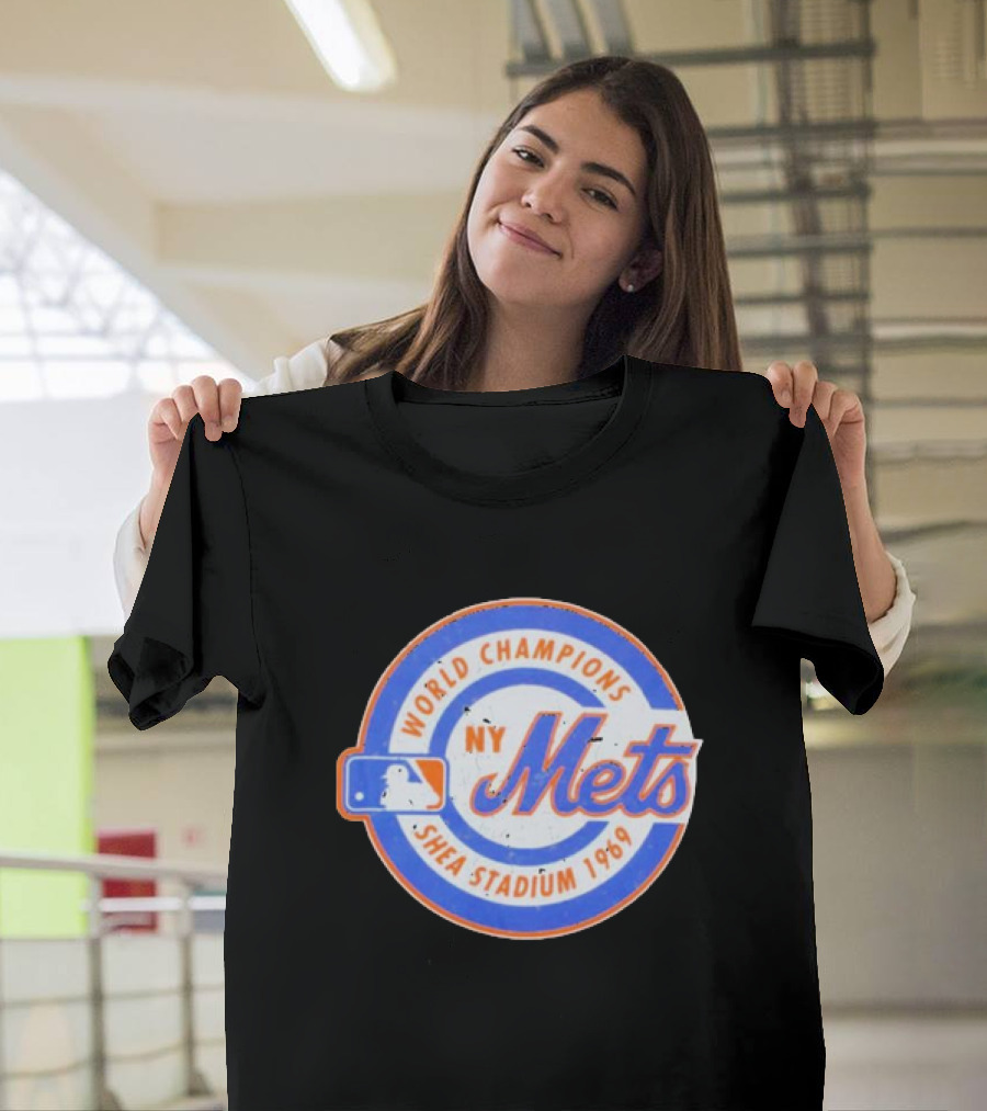 New York Mets World Champions Shea Stadium 1969 Baseball Team Logo NY T-Shirt