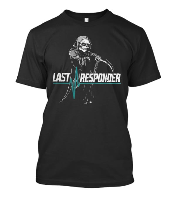 Grim Reaper Last Responder With Scythe And Heartbeat Line T-Shirt