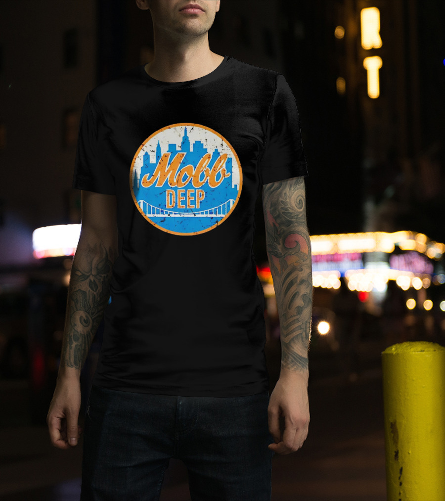 Mobb Deep Queens New York Knicks Vintage Skyline Bridge T-Shirt