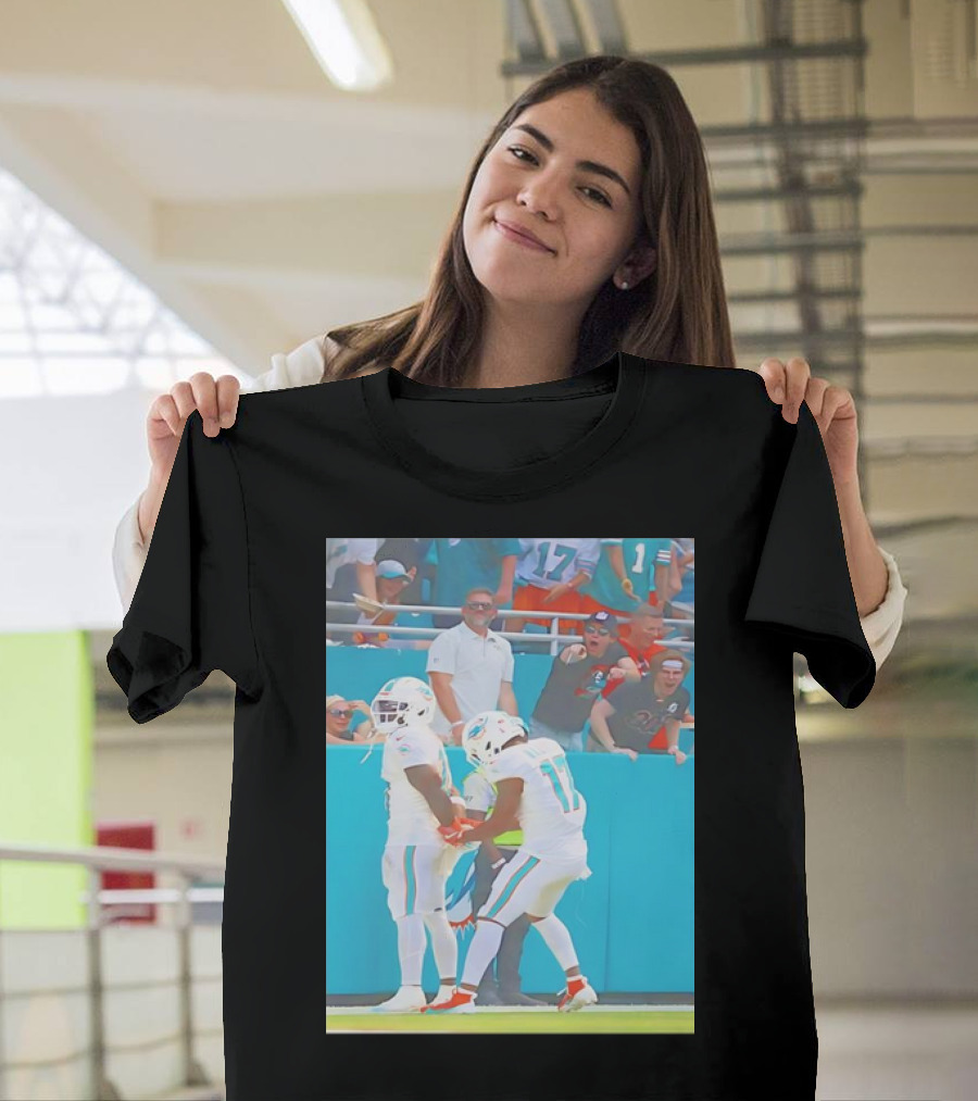 Tyreek Hill Celebrates Touchdown with Handcuff Gesture by Miami Dolphins Team-Mate T-Shirt