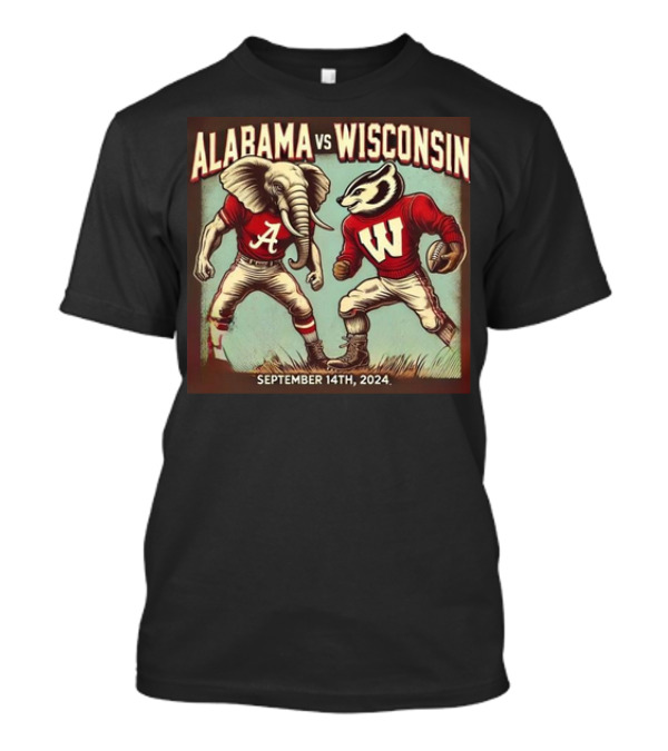 Alabama Crimson Tide Vs Wisconsin Badgers Retro 60s Comic Mascots Football Showdown September 14th T-Shirt