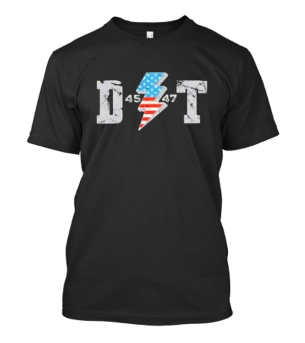D 45 47 Lightning American Flag T-Shirt