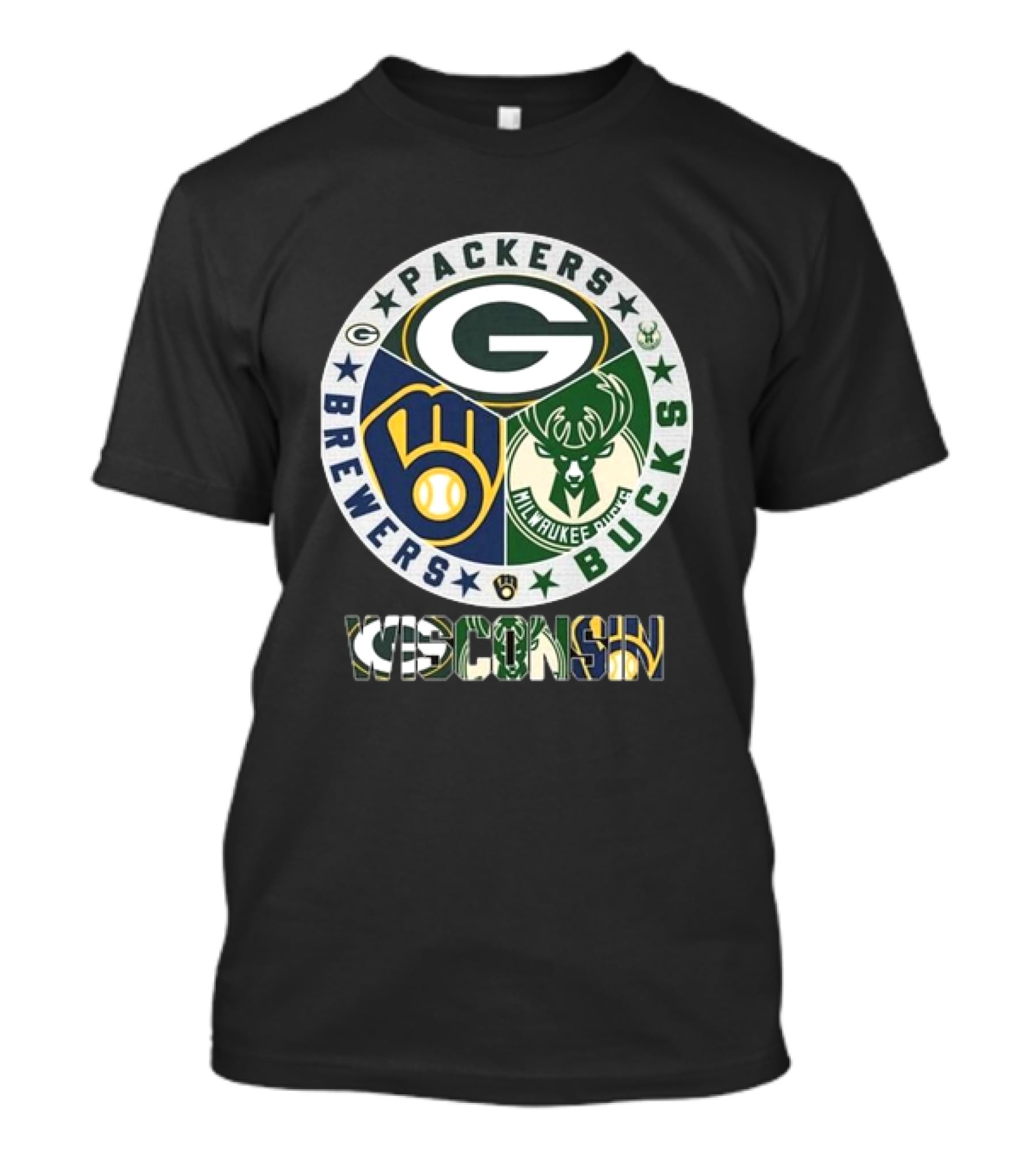 Green Bay Packers Milwaukee Brewers Milwaukee Bucks Wisconsin T-Shirt