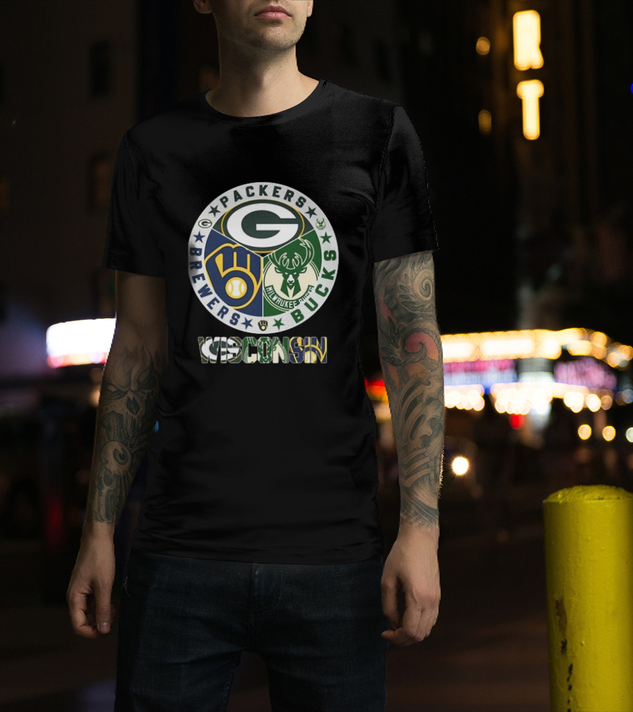 Green Bay Packers Milwaukee Brewers Milwaukee Bucks Wisconsin T-Shirt