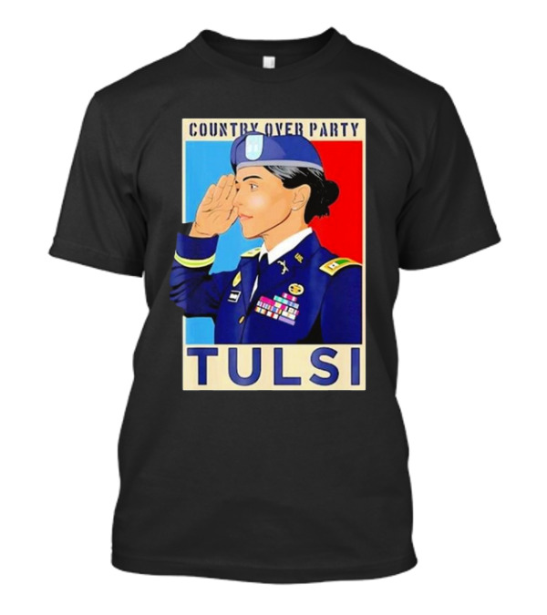 COUNTRY OVER PARTY TULSI GABBARD POSTER STYLE SALUTE T-Shirt