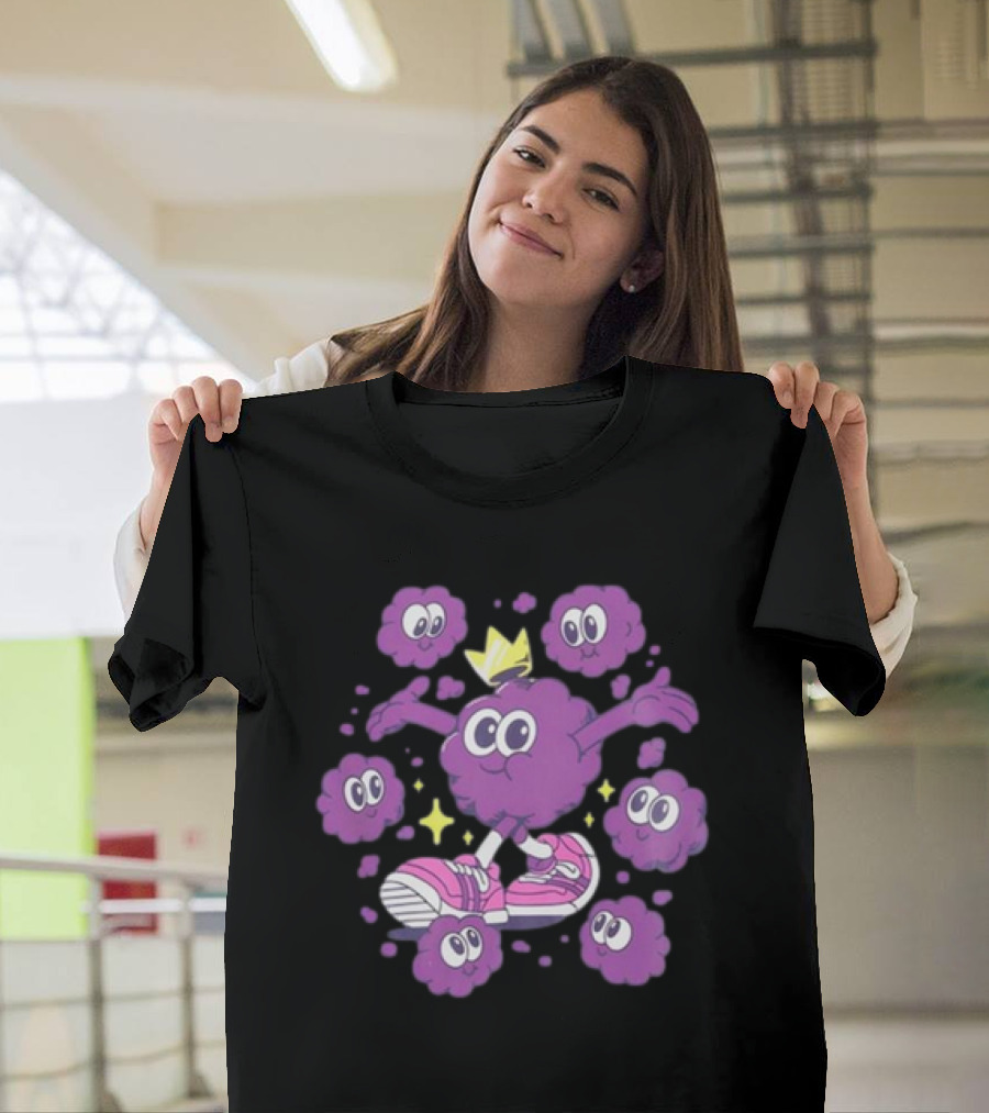 Ranboo Particle Palooza Crowned Purple Character with Sneakers and Stars T-Shirt