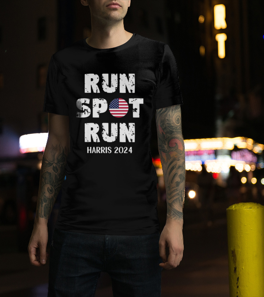 Run Spot Run Harris 2024 American Flag Election Campaign T-Shirt