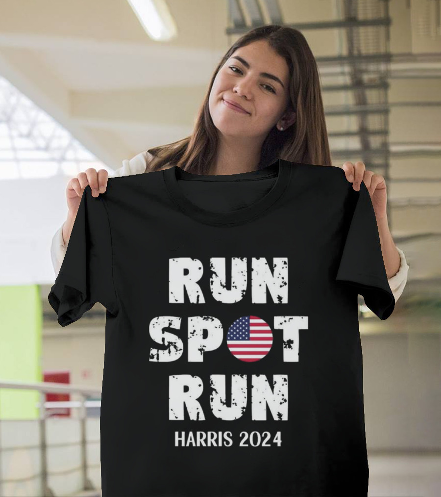 Run Spot Run Harris 2024 American Flag Election Campaign T-Shirt