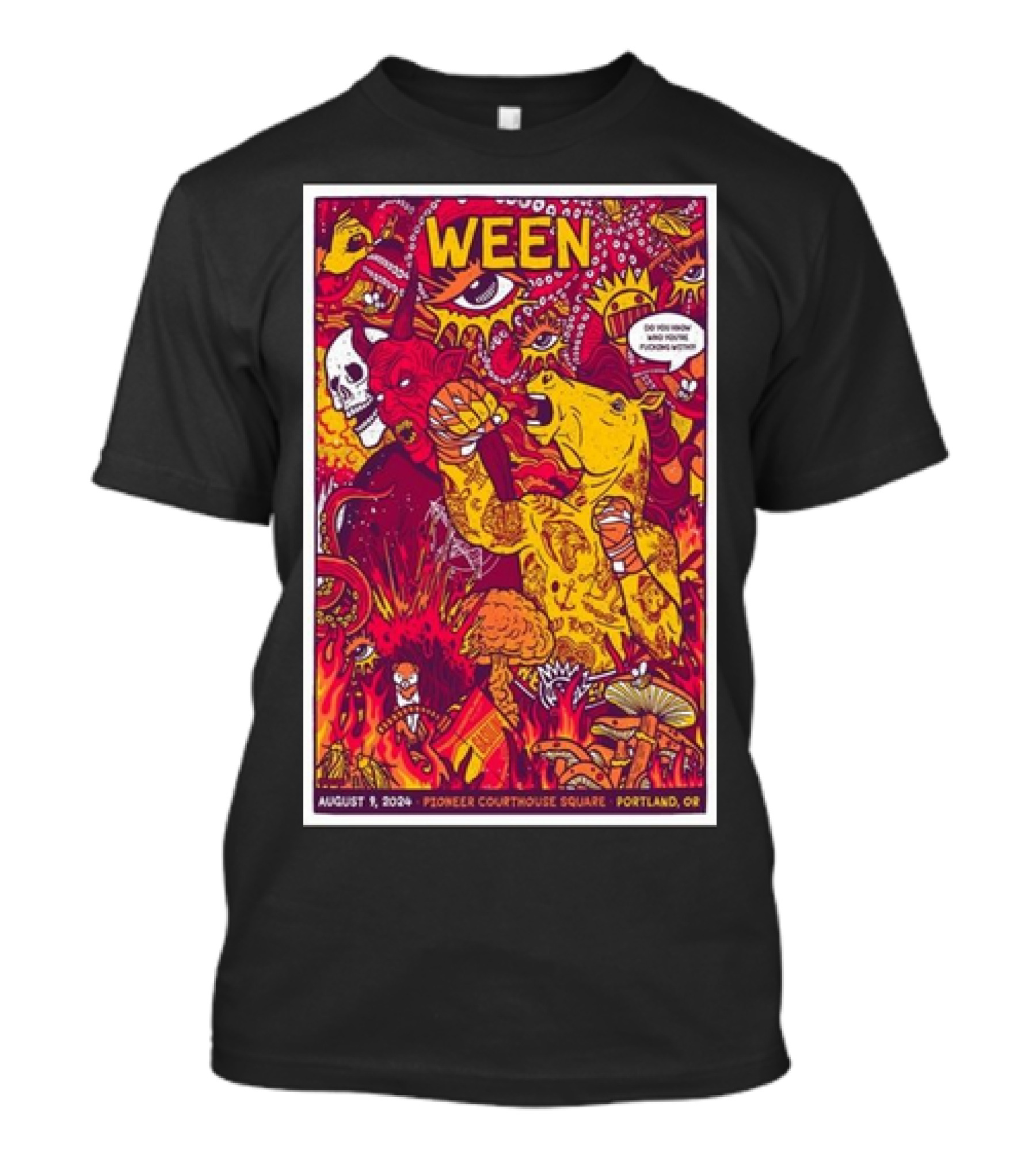Ween August 9 2024 Pioneer Courthouse Square Portland OR Psychedelic Monster T-Shirt