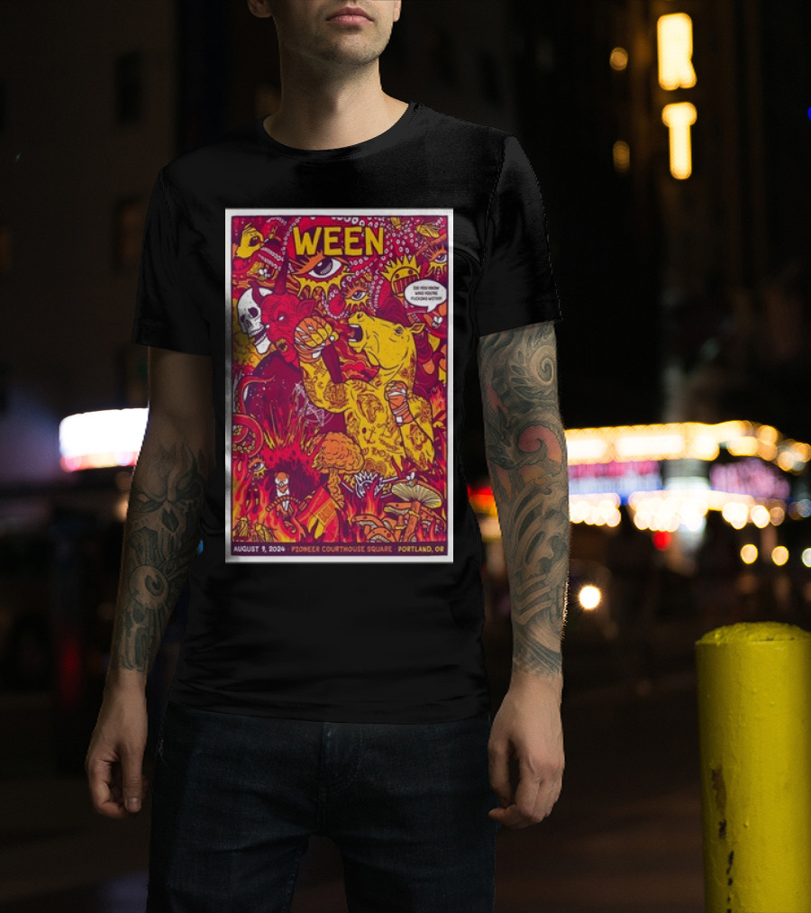 Ween August 9 2024 Pioneer Courthouse Square Portland OR Psychedelic Monster T-Shirt
