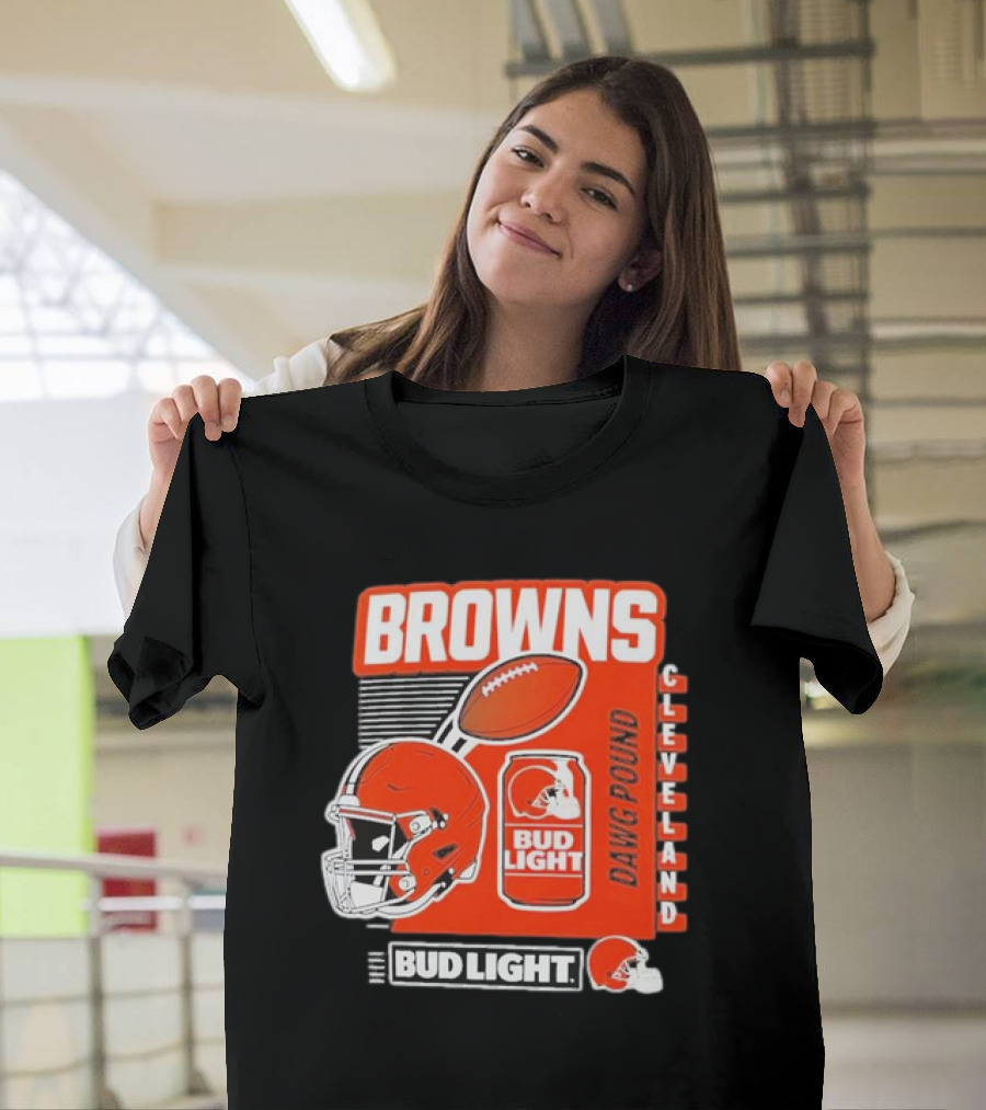Browns Cleveland Bud Light Dawg Pound Football Helmet T-Shirt