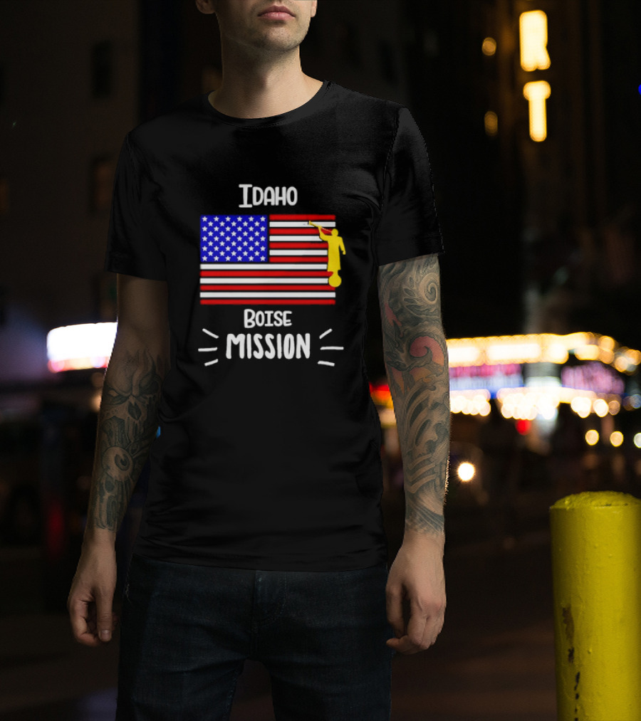 Idaho Boise Mission US Flag With Angel Moroni T-Shirt
