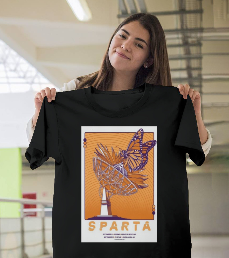 SPARTA September 14 Supremo Ciudad de México Tour Butterfly Telescope T-Shirt