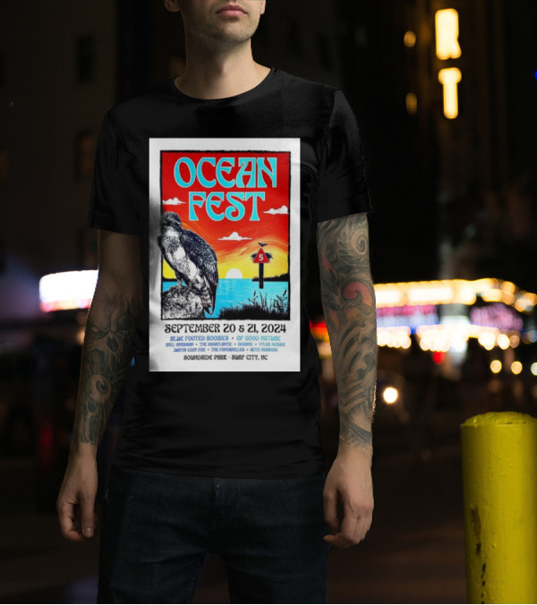 Ocean Fest 2024 At Soundside Park In Surf City NC September 20-21 With Blue Footed Boobies And Live Music T-Shirt