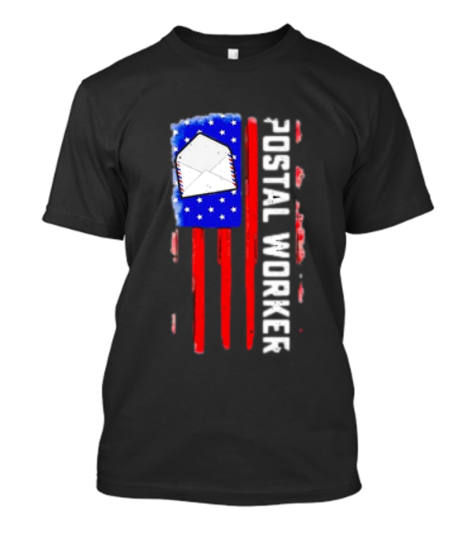 Postal Worker American Flag Envelope Stars Stripes Patriotic Postman Rural Carrier T-Shirt