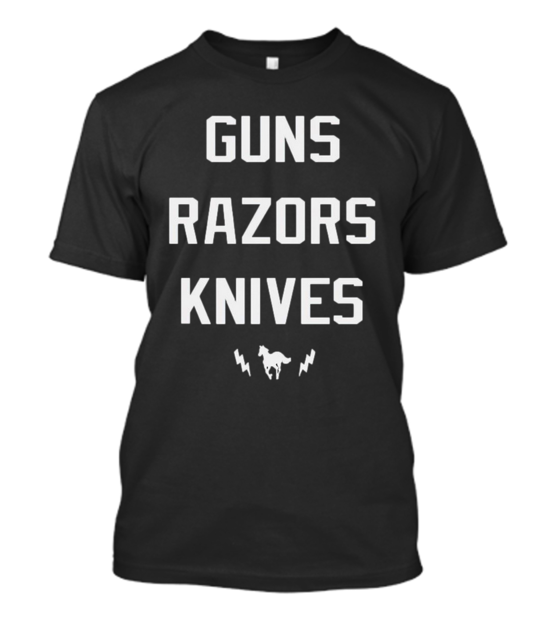 Guns Razors Knives Wild Horse Lightning T-Shirt