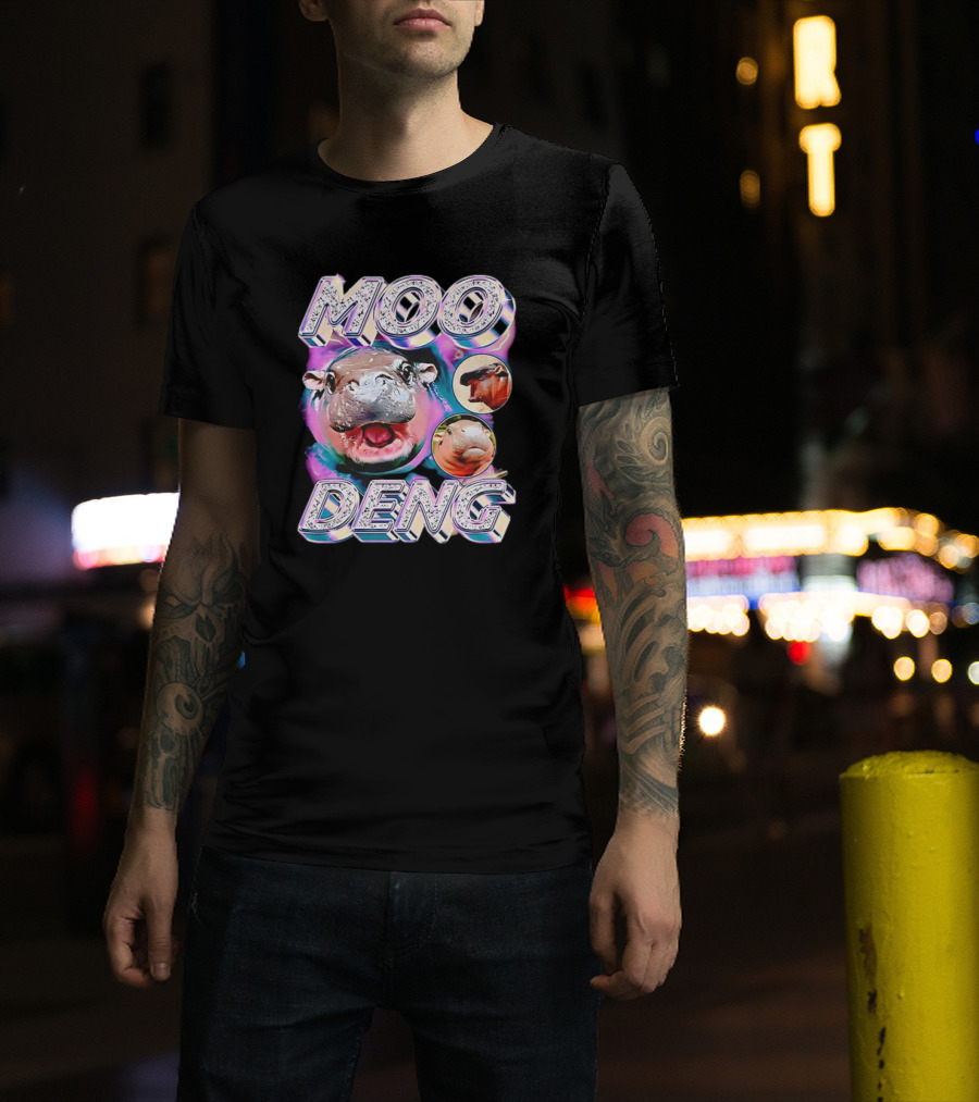 Moo Deng Colorful Hippo Pop Art Vintage Retro T-Shirt