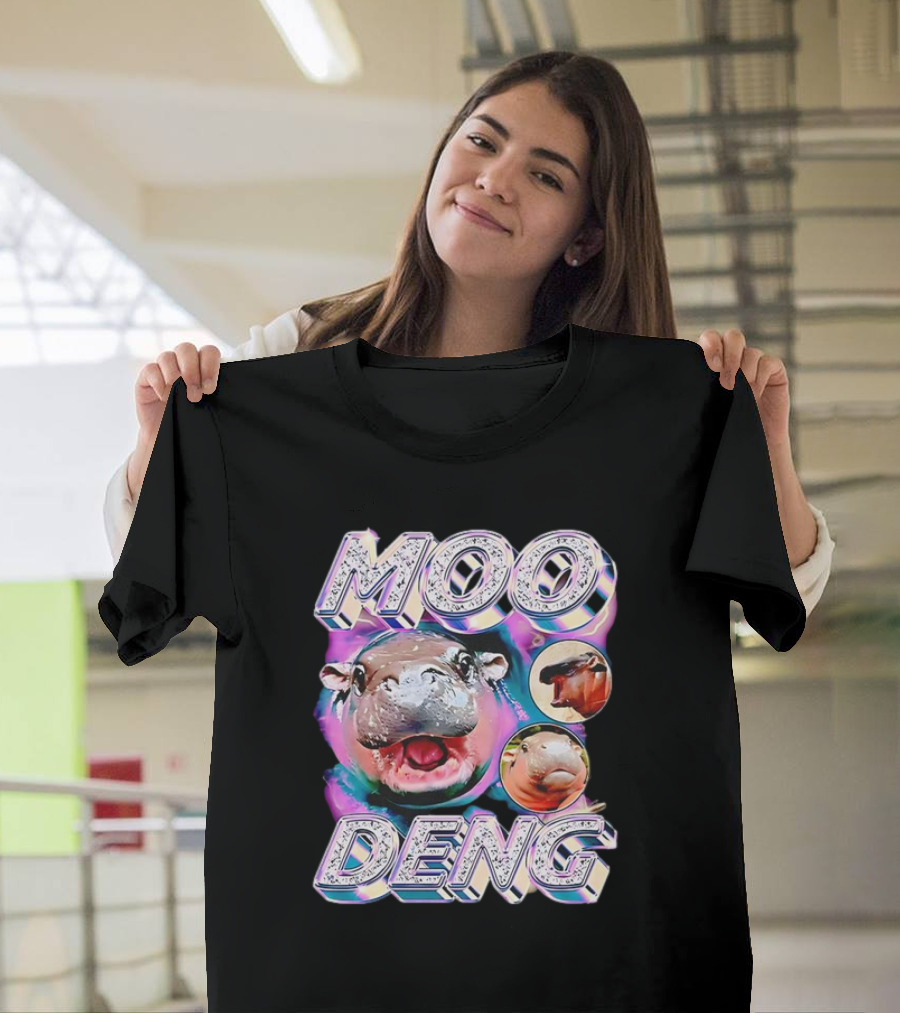 Moo Deng Colorful Hippo Pop Art Vintage Retro T-Shirt