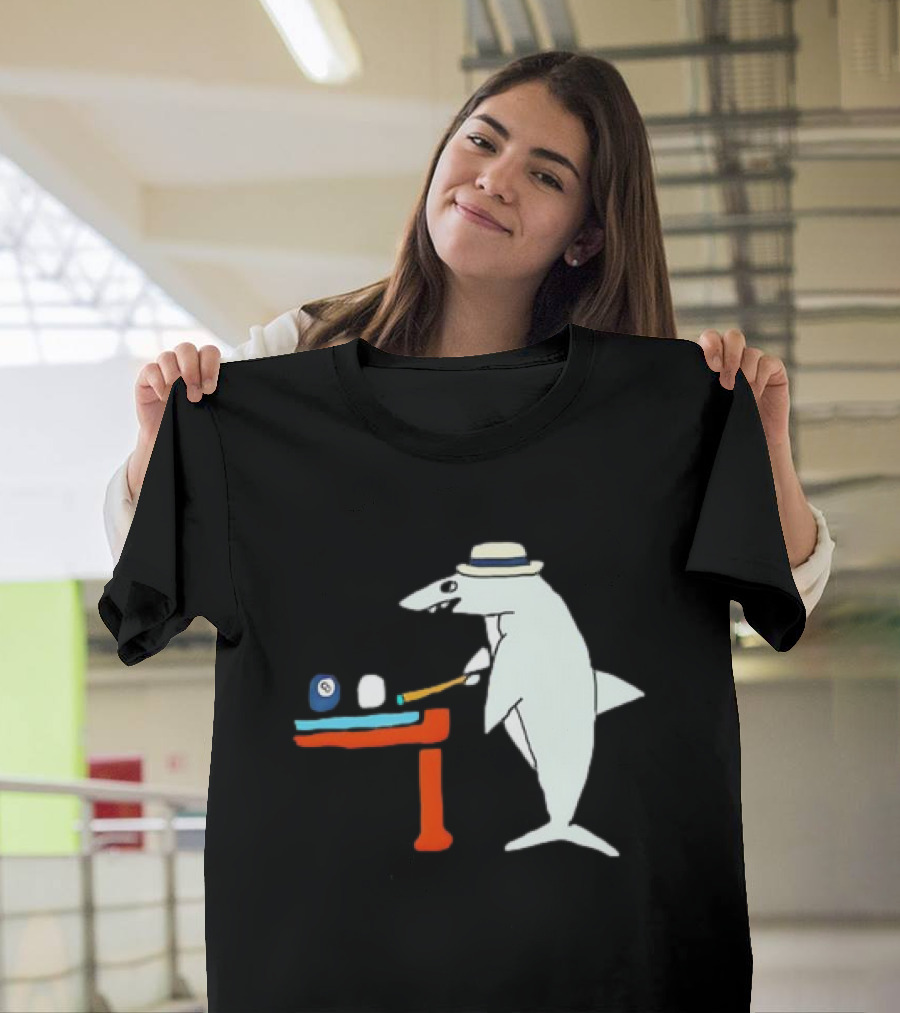 Pool Shark Meme Playing Billiards with Cue and Eight Ball T-Shirt