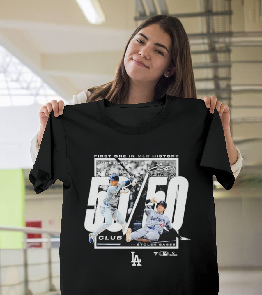 First One in MLB History 50/50 Club Home Runs Stolen Bases LA Dodgers T-Shirt
