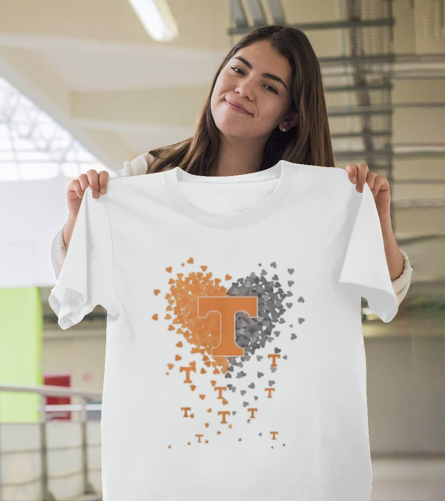 Heart of Tennessee T with Orange and Gray Hearts T-Shirt