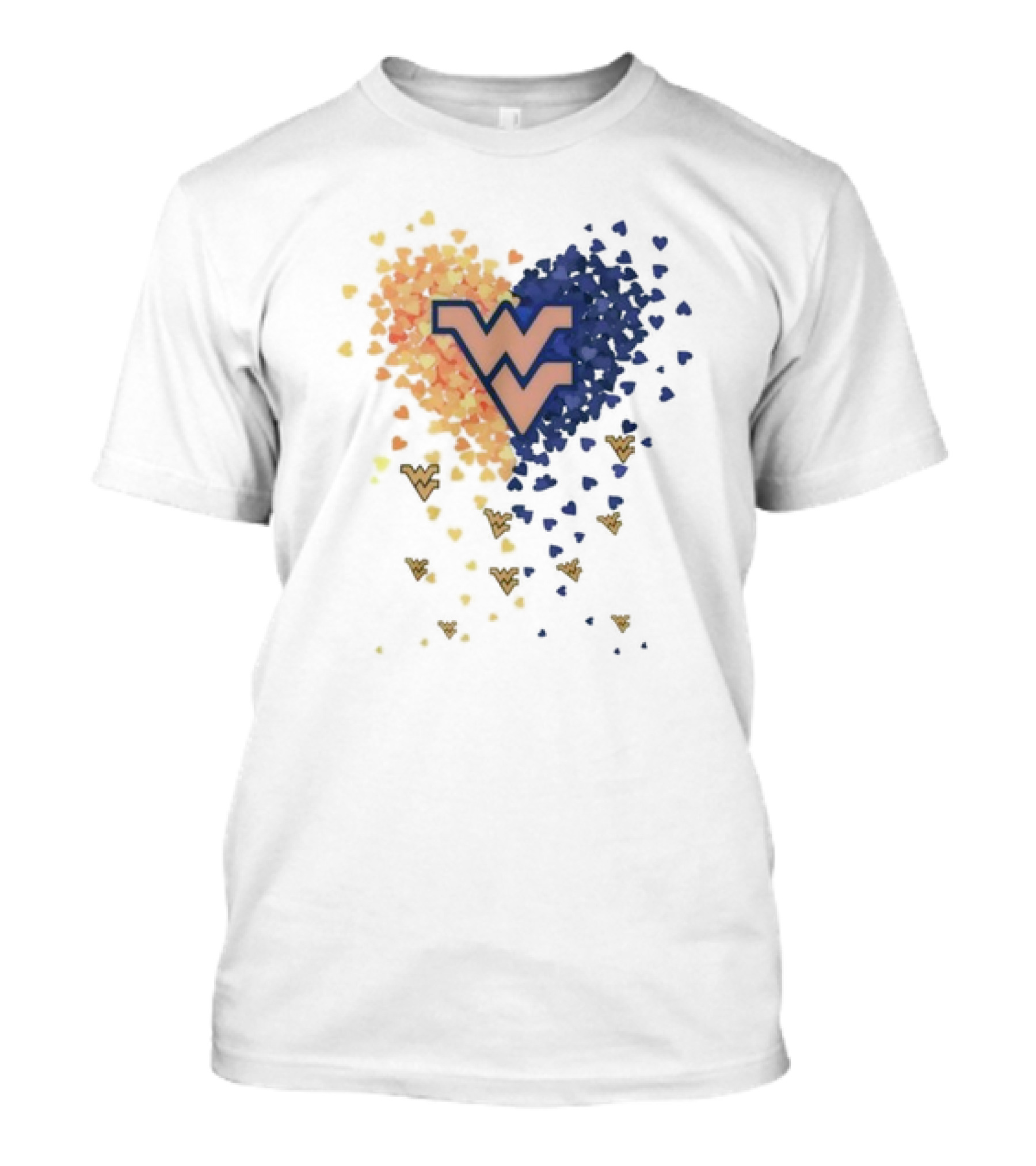 Heart Full Of West Virginia Mountaineers WV Logo And Colorful Hearts T-Shirt