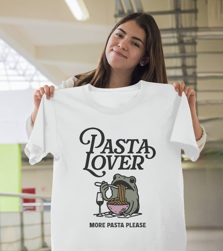 Pasta Lover Frog Enjoying More Pasta Please T-Shirt