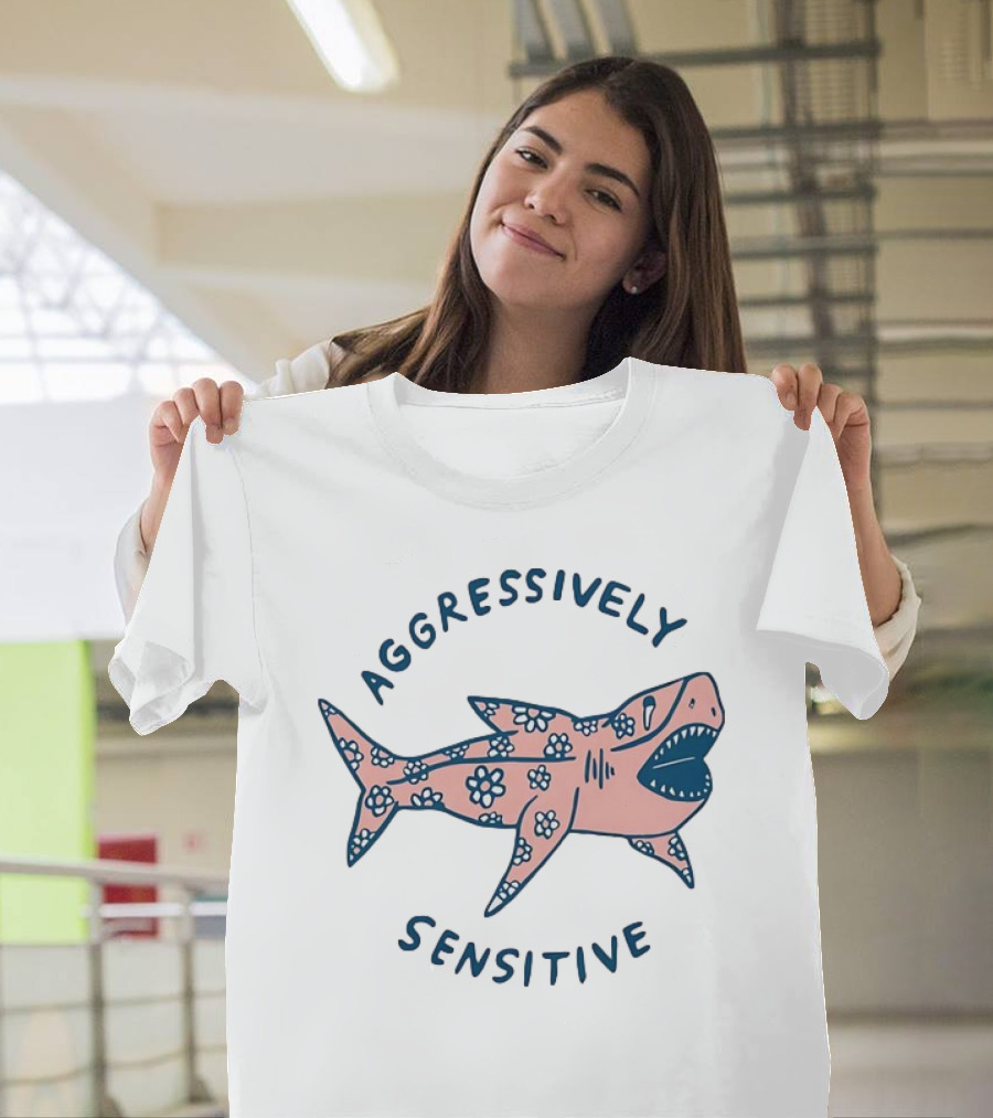 Aggressively Sensitive Floral Shark T-Shirt