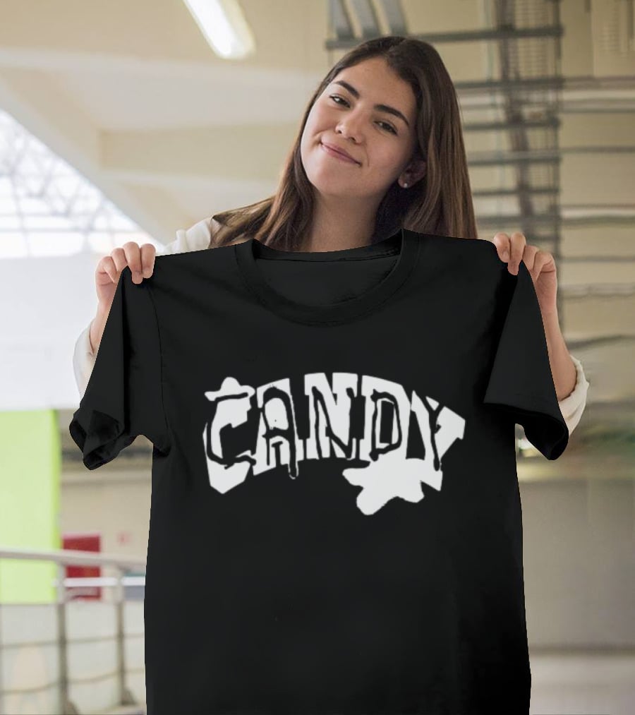 Candy Flipping Bold Distorted Text T-Shirt