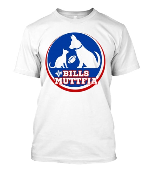 Buffalo Bills Muttfia Bills Muttfia Silhouette With Dog Cat Football T-Shirt